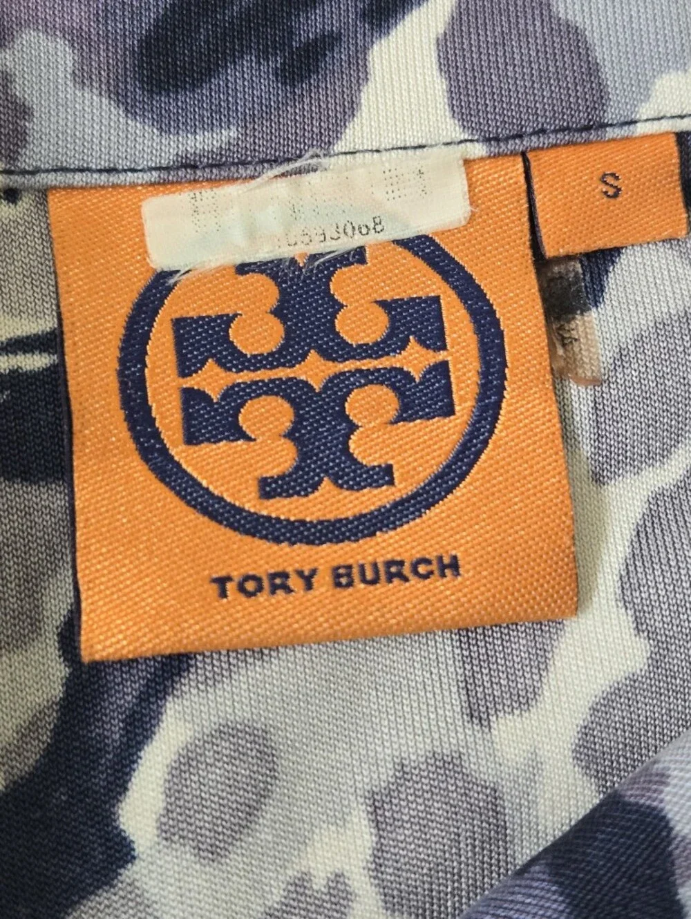 Tory Burch Silk Jersey Belted Midi Dress Small Logo Buttons Floral Leopard Print